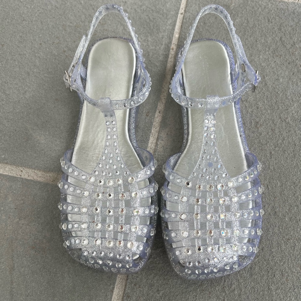 Jeffrey Campbell Silver Jelly Sandals Retro Style